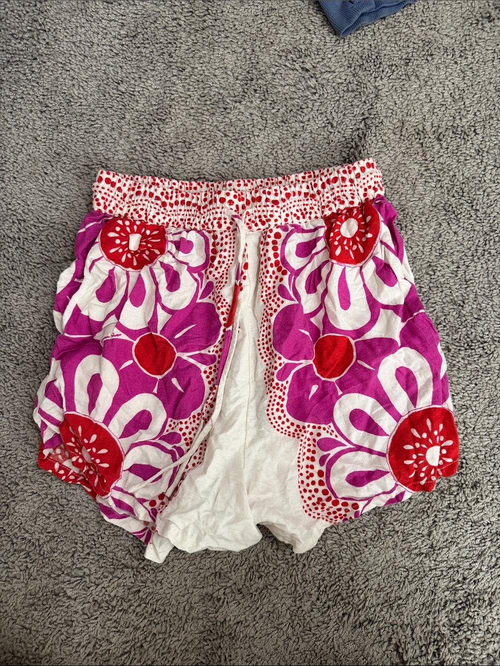 FARM Rio White, Pink & Red Floral Athletic Shorts